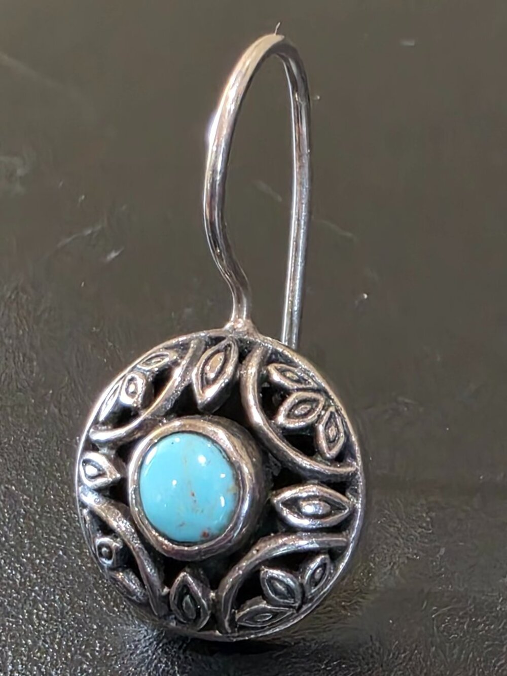 SINGLE Vintage Handmade Blue Stone 925 Sterling Silver French Hook Earring